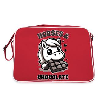 Horses and Chocolate Saying - Retro Bag - red/white - Back