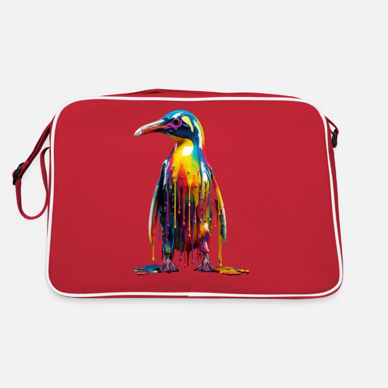 Rainbow Penguin Retro Tasche