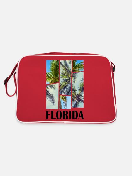 Florida USA Miami America Summer Palm Trees Beach - Retro Bag - red/white - Back