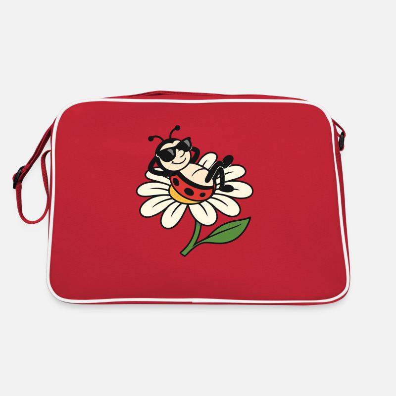 Cooler Marienkäfer auf Daisy Retro Tasche
