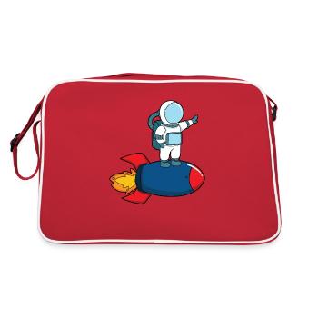 Astronaute à bord d’une fusée - Sac Retro - rouge/blanc - Dos