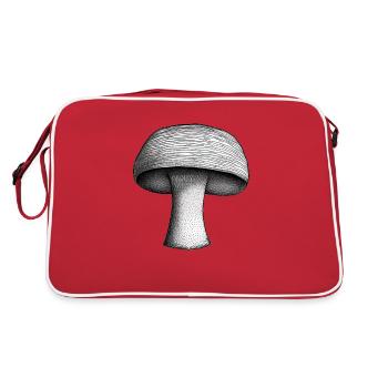 Pilz Pilze Giftpilze Mykologie erdig natürlich 8 - Retro Tasche - Rot/Weiß - Hinten