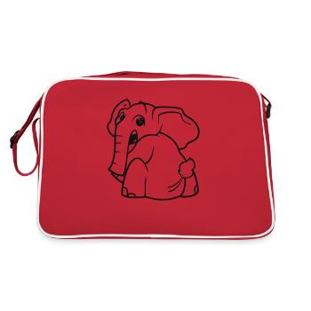 L’éléphant se retourne - surpris, effrayé - Sac Retro - rouge/blanc - Dos