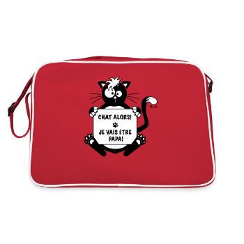 Chat Alors! Je vais être Papa! Futur papa, cadeau - Sac Retro - rouge/blanc - Dos