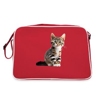 Niedliche junge Katze - Retro Tasche - Rot/Weiß - Hinten