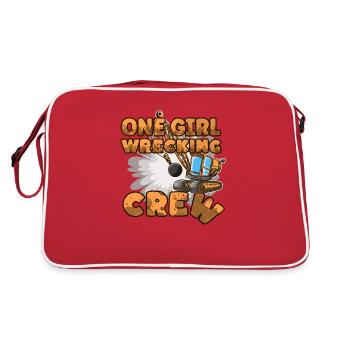Excavator Construction Site Construction Worker Girl I Gift - Retro Bag - red/white - Back