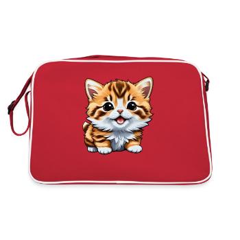 Cute Cat Gift - Retro Bag - red/white - Back