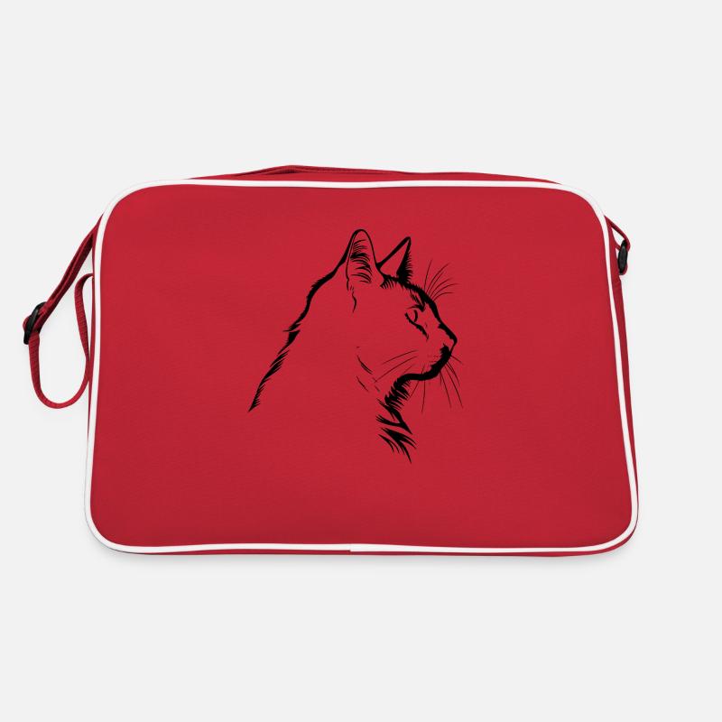 Chat, Motif De Chat - Sac Retro - rouge/blanc
