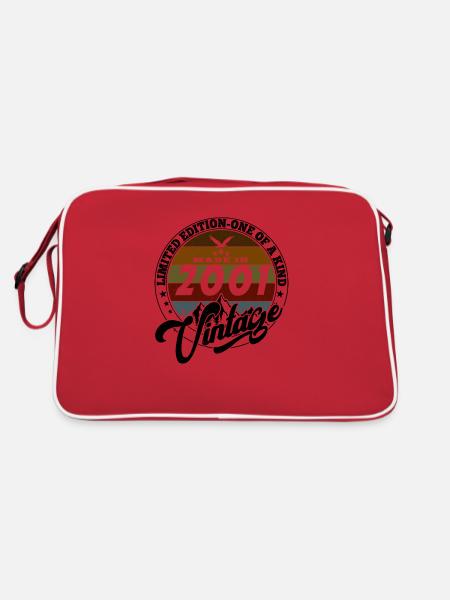 Eleganter Vintage: 2001 Retro Geschenk 2001 2025 - Retro Tasche - Rot/Weiß - Hinten