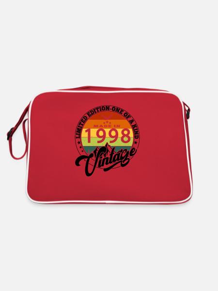 1998 Geburtstag Geboren im Jahrgang 1998 Retro. Editio - Retro Tasche - Rot/Weiß - Hinten
