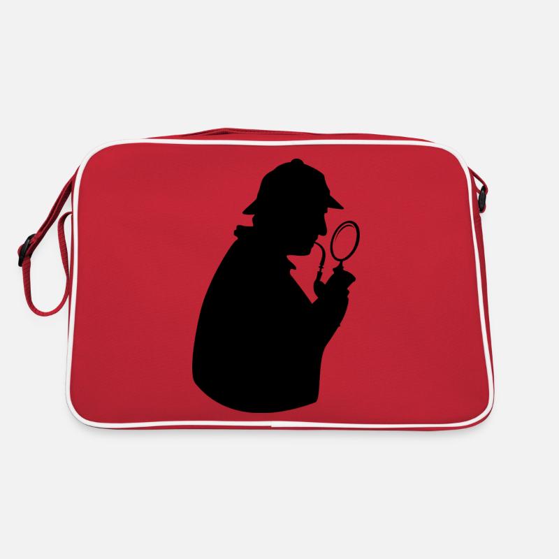 SHERLOCK - Retro Tasche - Rot/Weiß