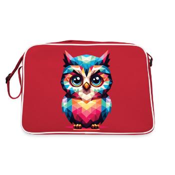 Polygon Eule geometrisch - Retro Tasche - Rot/Weiß - Hinten