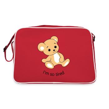 Ich bin so müde. Lustiger müder Teddybär - Retro Tasche - Rot/Weiß - Hinten