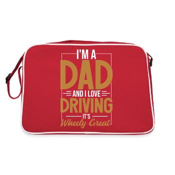 Papa fährt Papa Witz - Retro Tasche - Rot/Weiß - Hinten