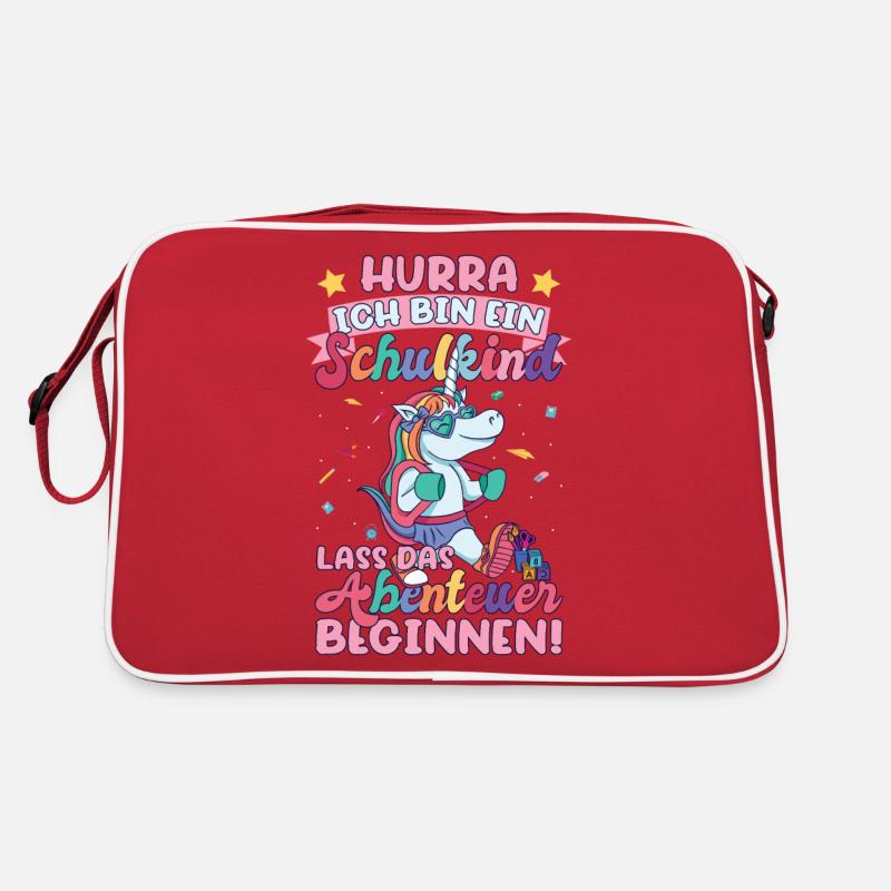 Ich bin ein Schulkind Einhorn Retro Tasche