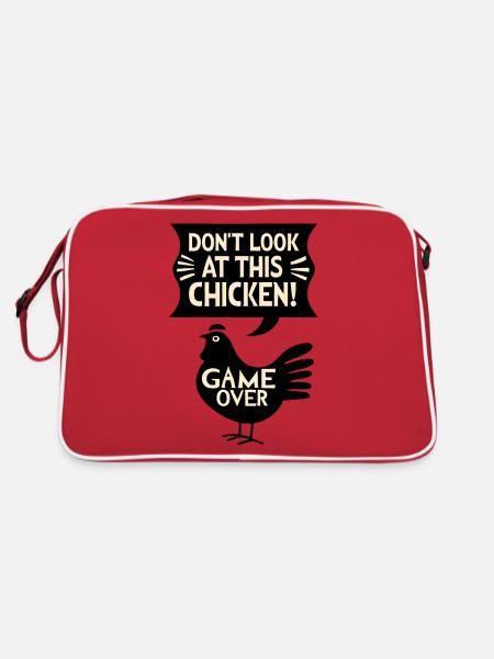 Dont look at this chicken Witziges Game - Retro Bag - red/white - Back
