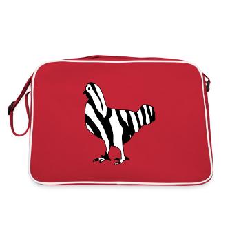 hühner hühnerleben auf dem dorf - Retro Tasche - Rot/Weiß - Hinten
