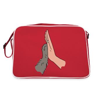 High Five Pfötchen - Beste Freunde Tierliebe - Retro Tasche - Rot/Weiß - Hinten