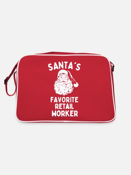 Weihnachtsmänner Lieblings Einzelhandelsangestellter lustige Weihnachten sayi - Retro Tasche - Rot/Weiß - Hinten