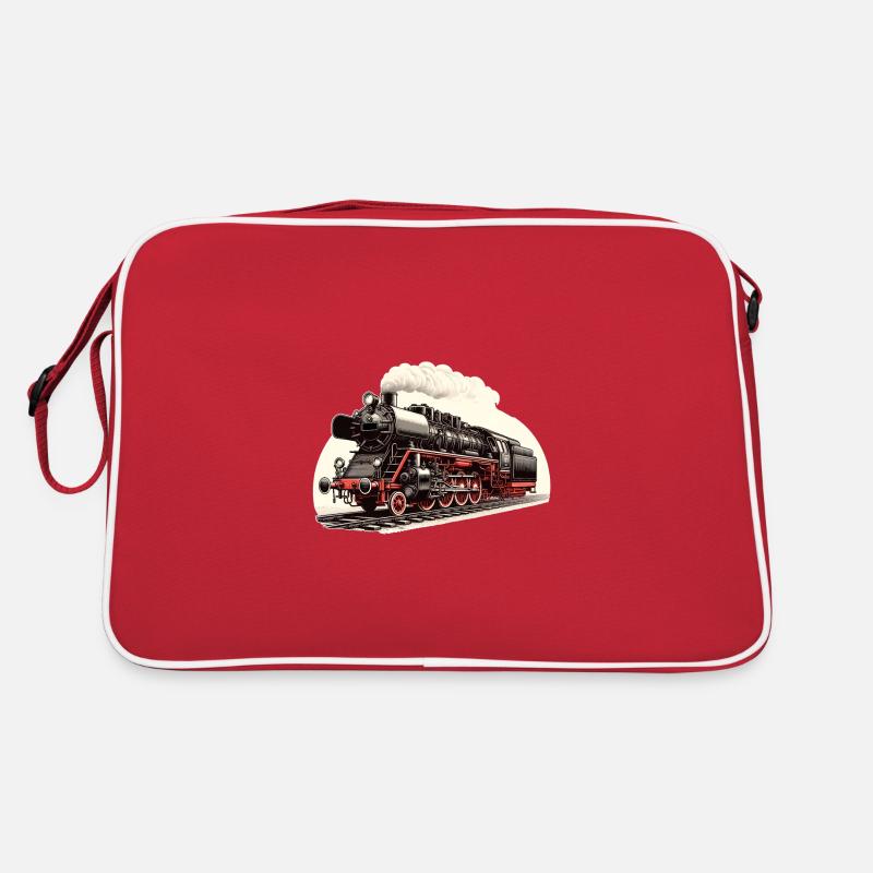 Illustration einer klassischen Dampflok Retro Tasche