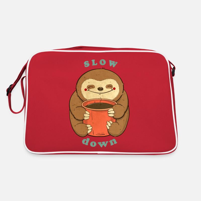 Faultier mit Kaffee langsamer Retro Tasche