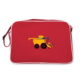 Combine harvester Farmer, Agriculture - Retro Bag - red/white - Back