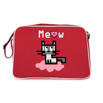 Chat de Birmanie sur un nuage rose - Sac Retro - rouge/blanc - Dos