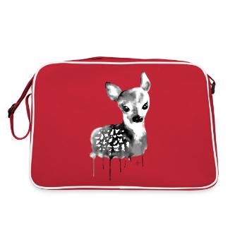 Deer Black & White - Retro Bag - red/white - Back