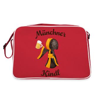 Münchner Kindl mit Masskrug und Bier - Retro Tasche - Rot/Weiß - Hinten