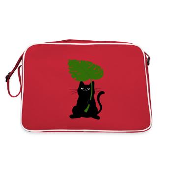 Plante et chat Kawaii Cute Animal Design - Sac Retro - rouge/blanc - Dos