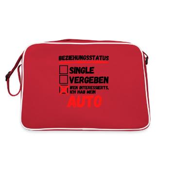 BEZIEHUNGSSTATUS - ICH HAB MEIN AUTO!! AUTO - Retro Tasche - Rot/Weiß - Hinten