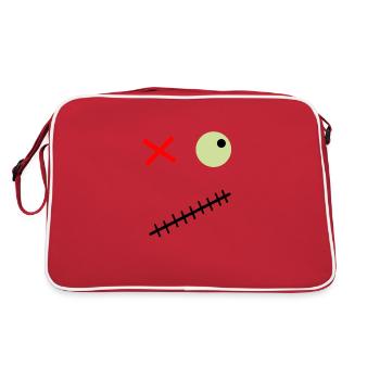 Terrifying face with a green eye - Retro Bag - red/white - Back