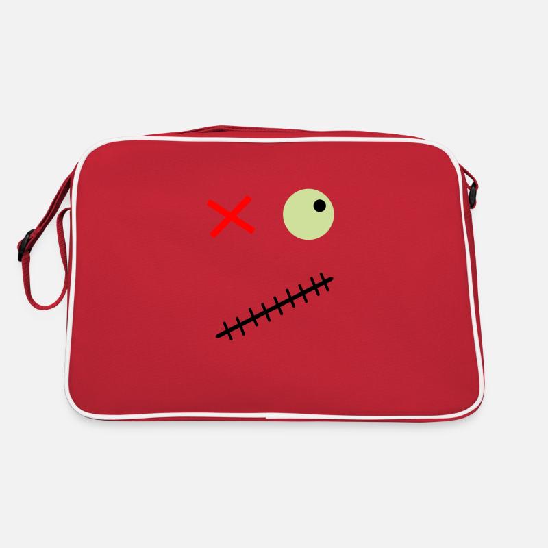 Terrifying face with a green eye - Retro Bag - red/white