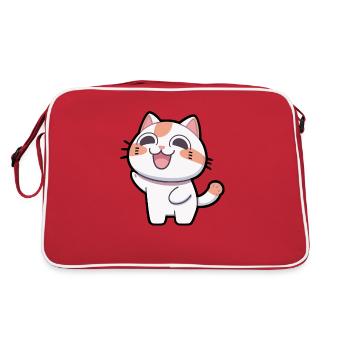 Cute happy cat - Retro Bag - red/white - Back