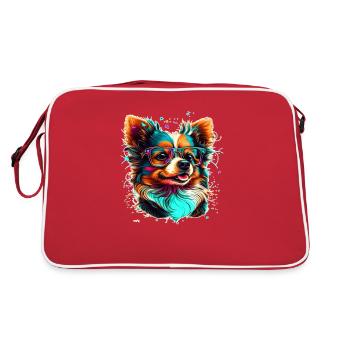 Chihuahua with glasses as summer vector design - Retro Bag - red/white - Back