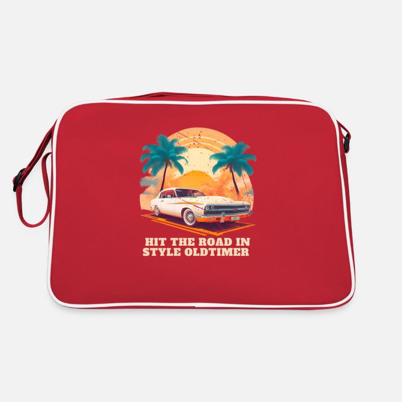 Oldtimer stile - Retro Tasche - Rot/Weiß