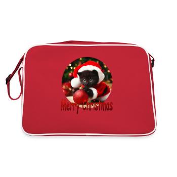 Merry Christmas Cat 02 - Retro Tasche - Rot/Weiß - Hinten