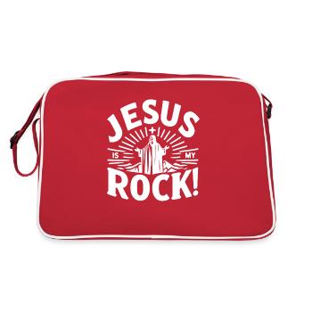 Jesus ist mein Fels in der Brandung - Retro Tasche - Rot/Weiß - Hinten