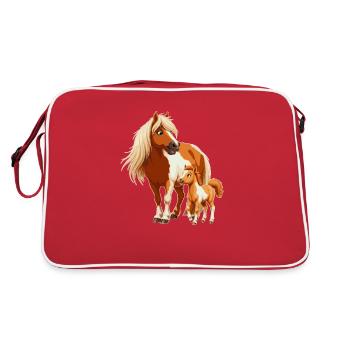 Poney Shetland avec poulain - Sac Retro - rouge/blanc - Dos