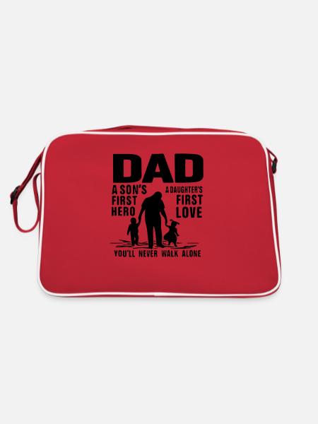 dad a son's first hero a daughter's first love - Retro Bag - red/white - Back