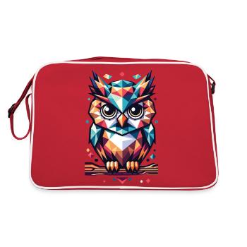 Polygon Eule geometrisch - Retro Tasche - Rot/Weiß - Hinten