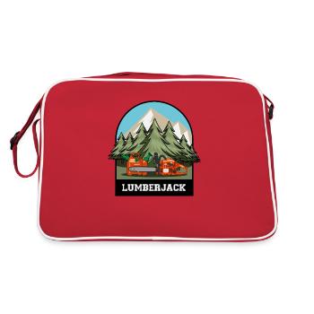 Holzfäller - Kettensäge - Retro Tasche - Rot/Weiß - Hinten