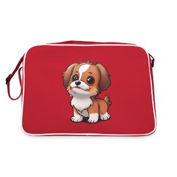 Total niedliches Hündchen - Retro Tasche - Rot/Weiß - Hinten