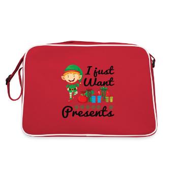Frohe Weihnachten und besinnliches Heilig Abend - Retro Tasche - Rot/Weiß - Hinten