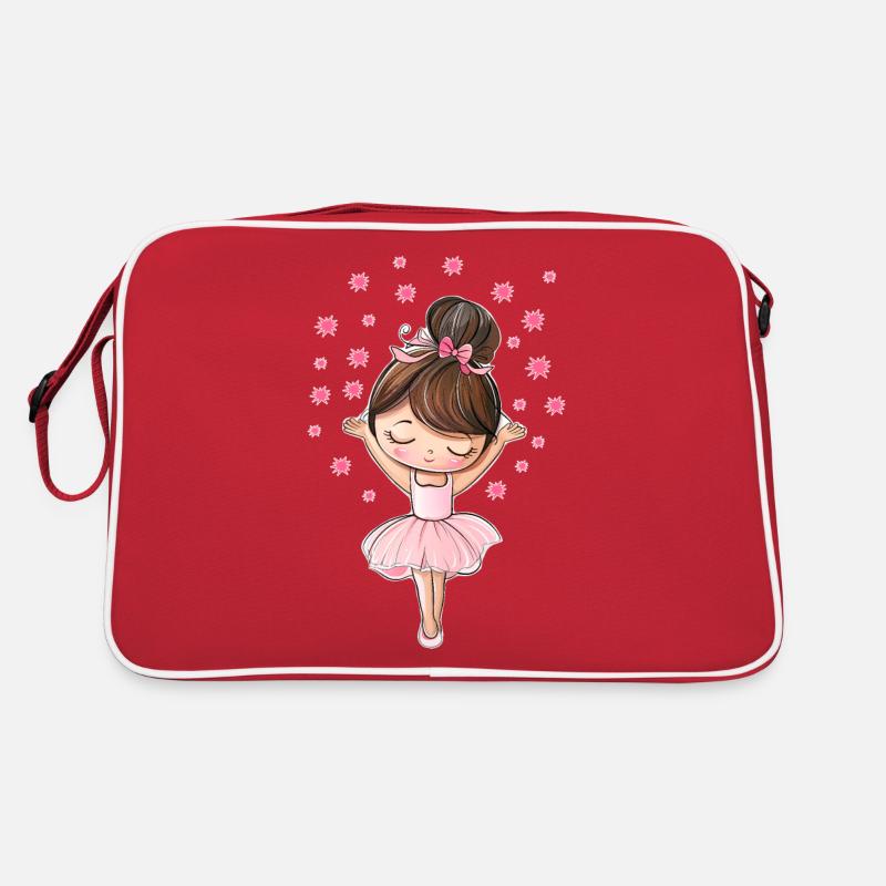 Ballerina mit Sternen - Retro Tasche - Rot/Weiß