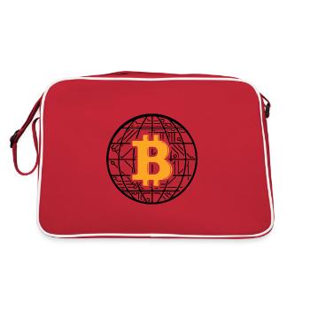Bitcoin Blockchain Globe - Retro Bag - red/white - Back