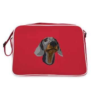 Dackel, Dachshund - Retro Tasche - Rot/Weiß - Hinten