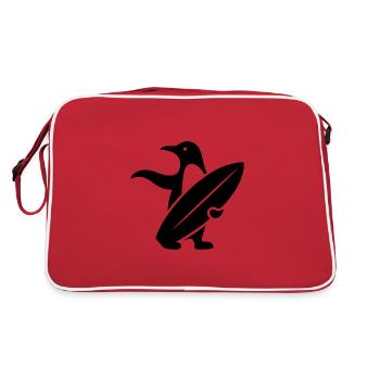 Pingouin, Surfeur, Silhouette, Surf, Minimaliste, We - Sac Retro - rouge/blanc - Dos