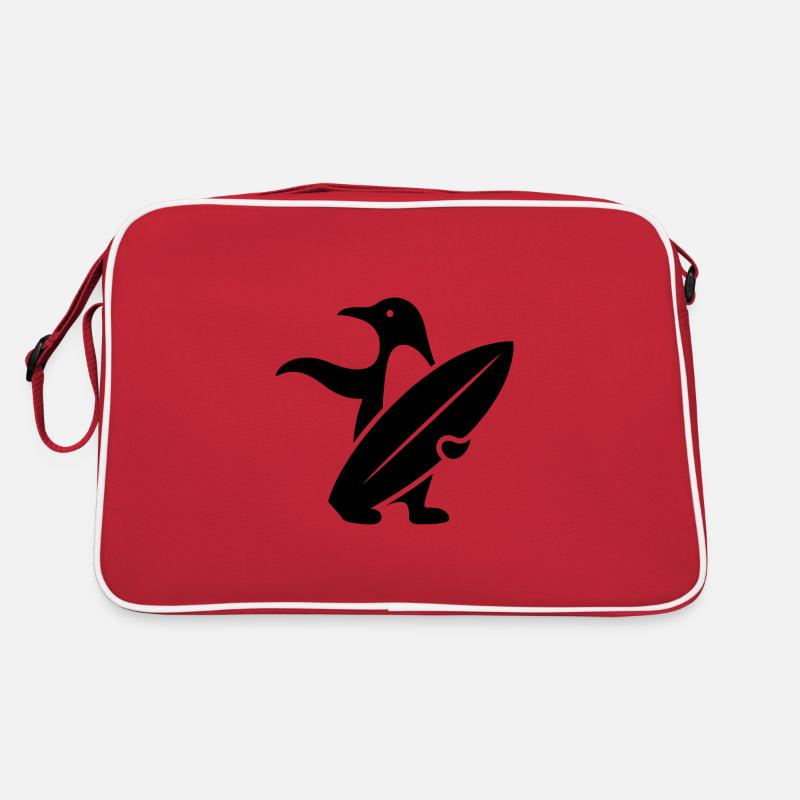 Pingouin, Surfeur, Silhouette, Surf, Minimaliste, We Sac Retro