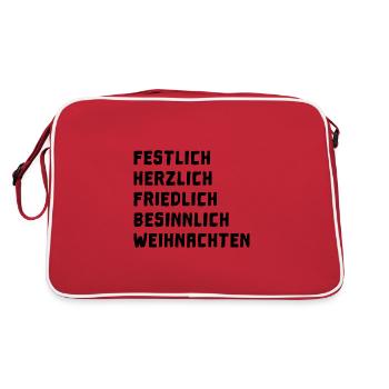 Frohe Weihnachten und besinnliches Heilig Abend - Retro Tasche - Rot/Weiß - Hinten